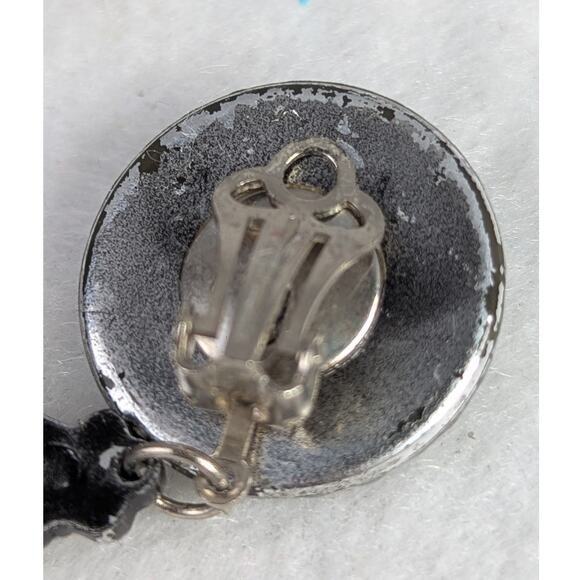 Vtge 70'sShoulder duster earrings 7" Black Aurora  bicone beads Width 7/8" EVC - Picture 5 of 7